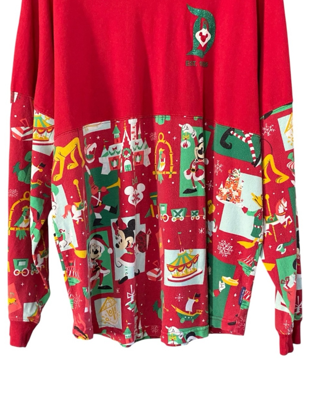 Disney Christmas Spirit Jersey L Mickey Minnie Pluto Holiday Parks Red - Picture 4 of 8
